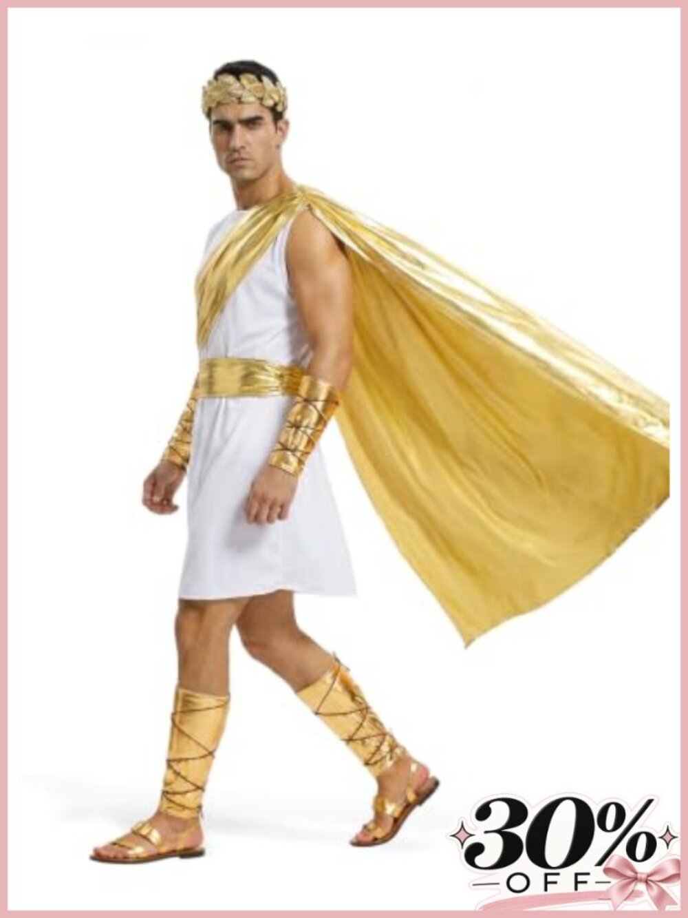 Greek God Costume Adult Toga Set 100% Polyester Halloween Cosplay